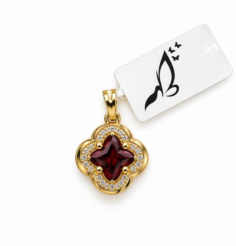 آویز زنانه طلا ۱۸ عیار آویز ونکلیف یاقوتی ( الهه گلد ) گالری الهه گلد