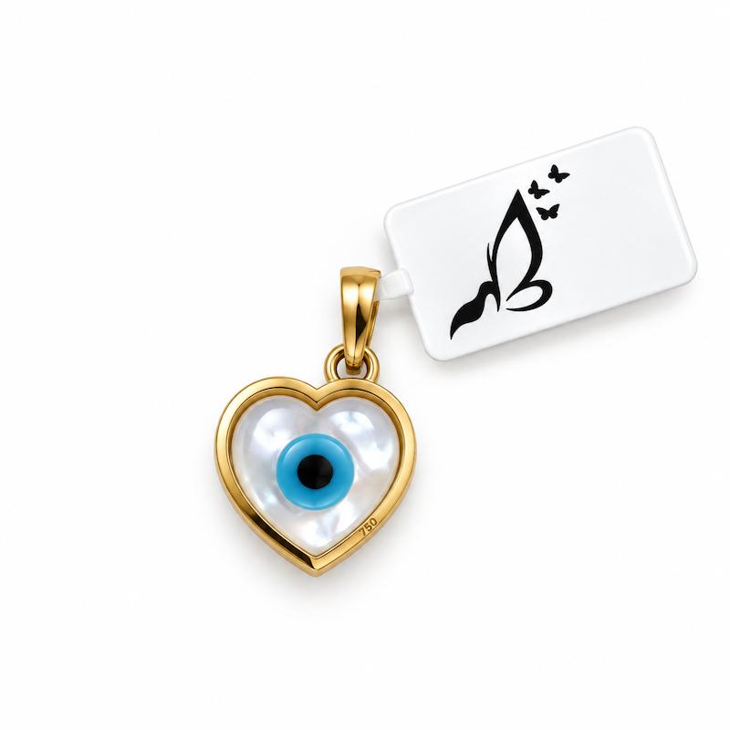 آویز زنانه طلا ۱۸ عیار آویز چشم نظر قلب گالری الهه گلد