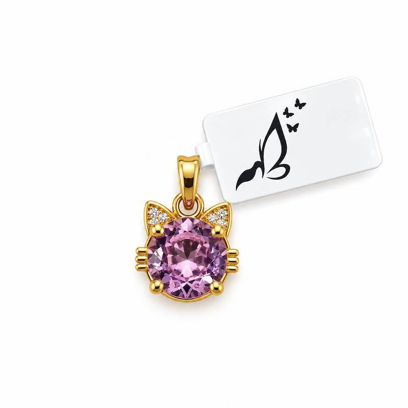 آویز زنانه طلا ۱۸ عیار آویز گربه سواروسکی گالری الهه گلد