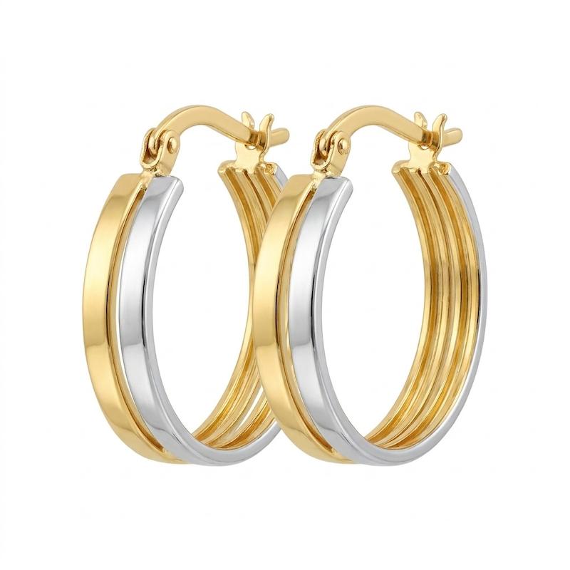 گوشواره طلا ۱۸ عیار گوشواره دولاین دو رنگ گالری بابل طلا