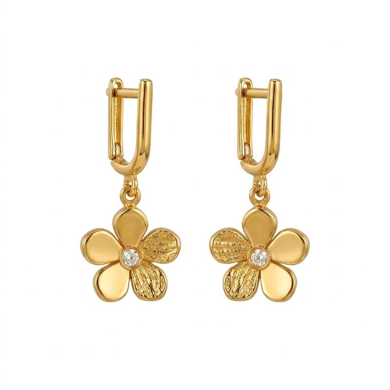 گوشواره طلا ۱۸ عیار گوشواره گل گالری بابل طلا