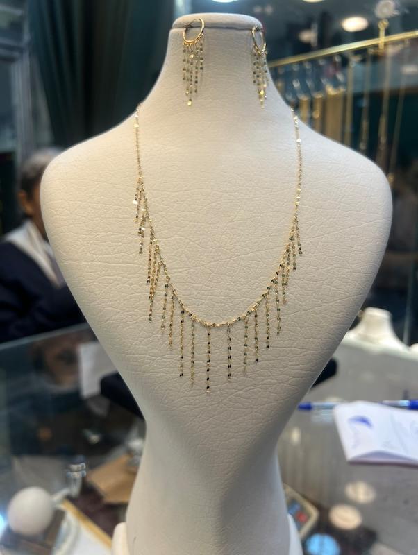 زنانه نیم ست طلا ۱۸ عیار شرابه‌ای گالری طلای ایرانه