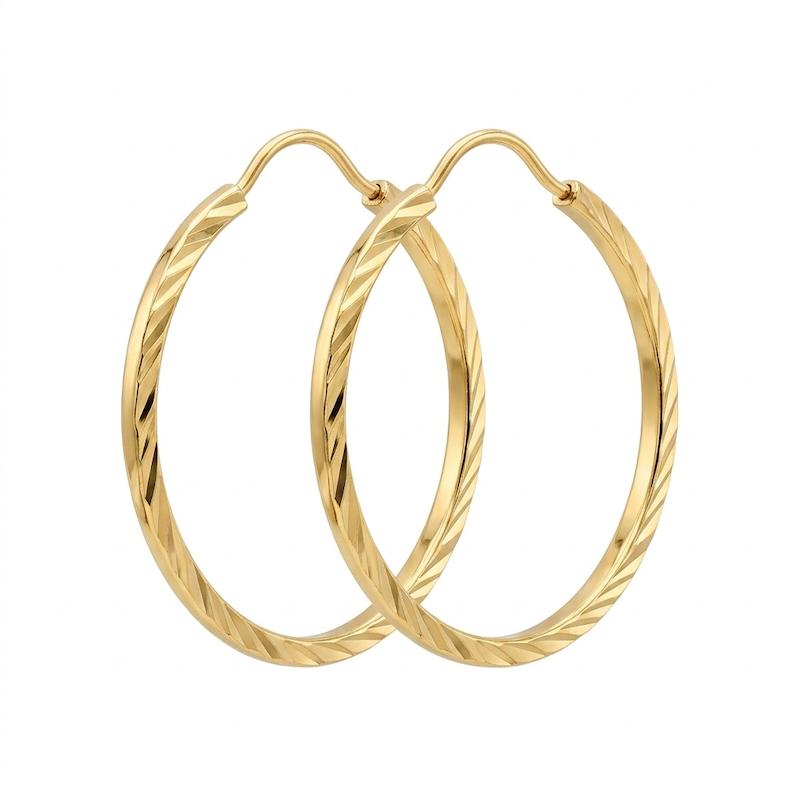 گوشواره زنانه طلا ۱۸ عیار گوشواره حلقه تراش سایز بزرگ گالری کاژه گلد
