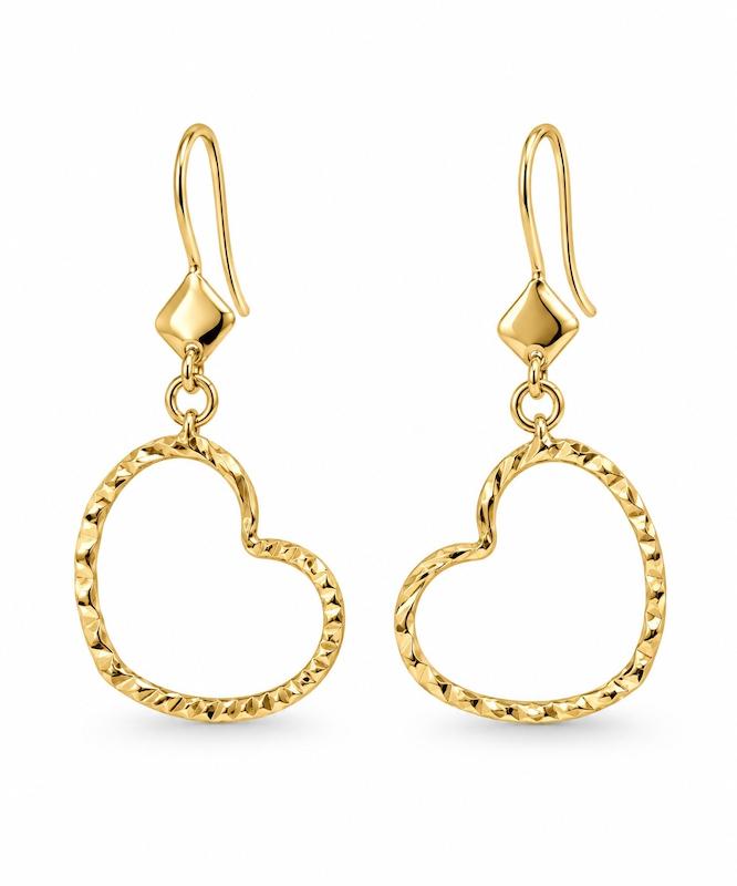 گوشواره زنانه طلا ۱۸ عیار گوشواره قلب گالری طلای آوات