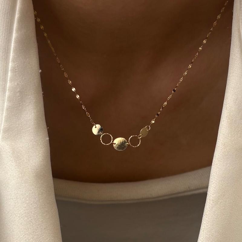 گردنبند طلا ۱۸ عیار ژیلا کد 67 - حلقه و دایره مندی گلد