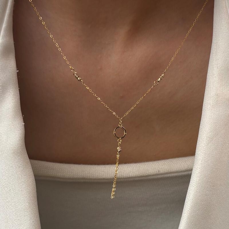 گردنبند طلا ۱۸ عیار ژیلا کد 76 - حلقه آبشاری مندی گلد