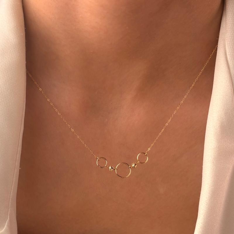 گردنبند طلا ۱۸ عیار ژیلا کد 40 - حلقه و گوی مندی گلد