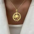 آویز طلا ۱۸ عیار فرا آریا کد 1 - حلقه ای شیر و خورشید مندی گلد
