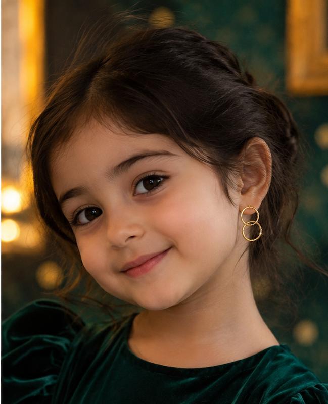 گوشواره بچگانه طلا ۱۸ عیار گوشواره حلقه ای بچگانه کادویی فافاگلد121