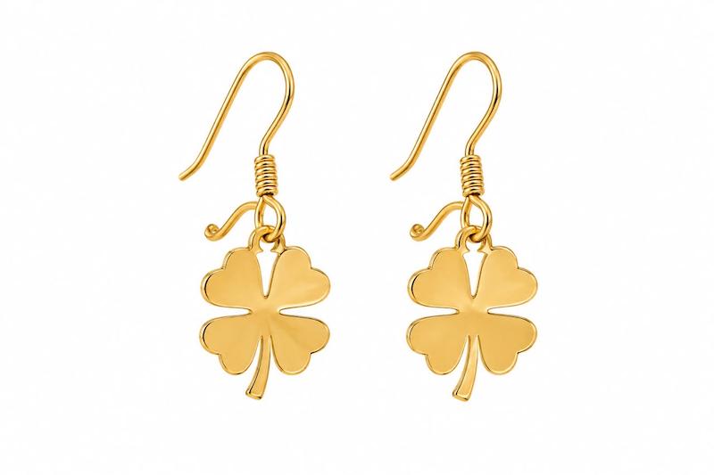 گوشواره زنانه طلا ۱۸ عیار گوشواره آویز شبدر گالری طلای تاج