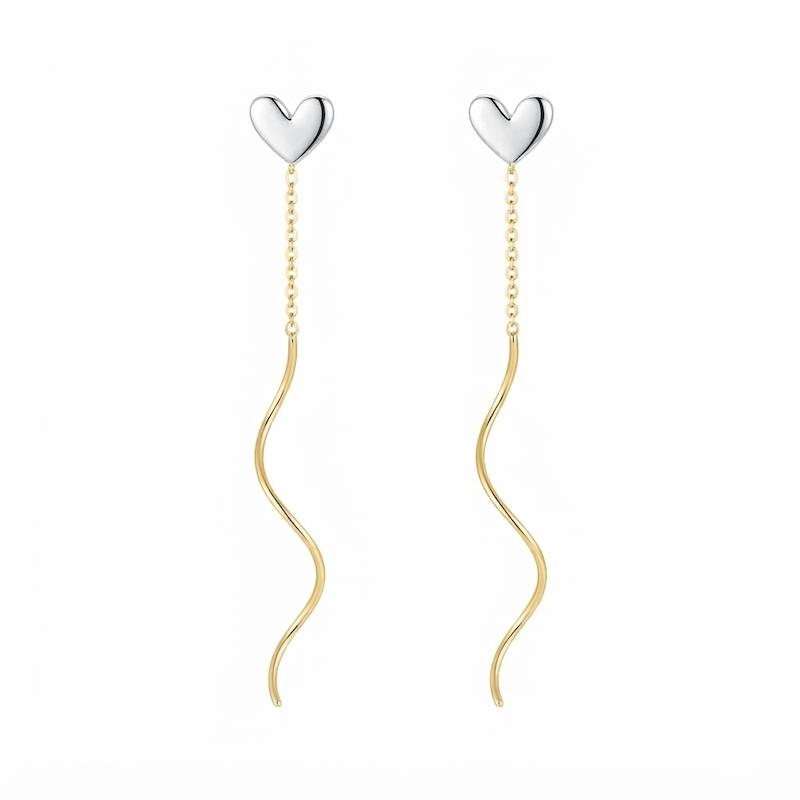 گوشواره زنانه طلا ۱۸ عیار گوشواره کرلی قلب خرگوشی گالری طلای تدریسی
