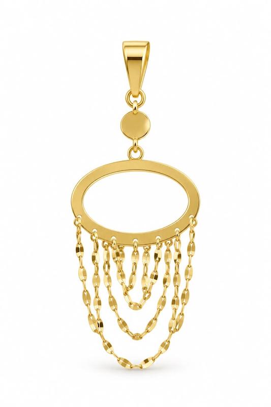 آویز زنانه طلا ۱۸ عیار پلاک شرابه ای گالری طلای تاج