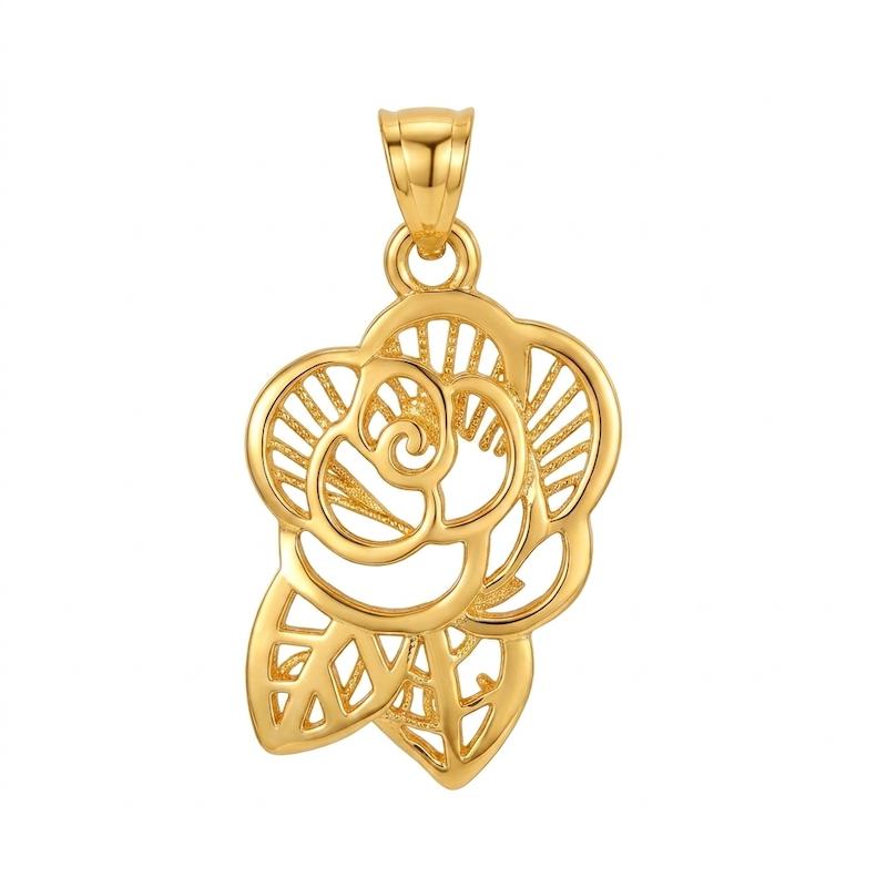 آویز زنانه طلا ۱۸ عیار مدال گل رز گالری گلدن رز