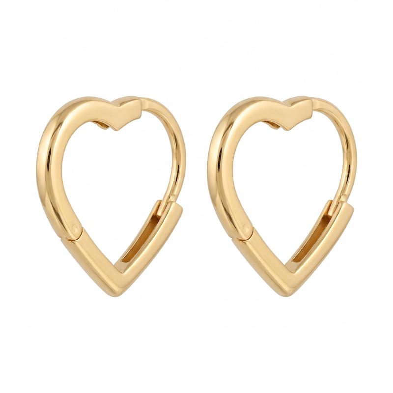 گوشواره زنانه طلا ۱۸ عیار گوشواره حلقه ای قلب سیِلو گلد
