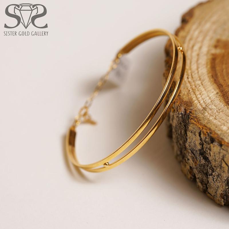 بنگل زنانه طلا ۱۸ عیار دستبند طلا بنگل دو لاین کد s-2828 گالری طلا سیستر