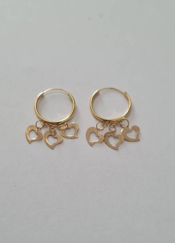 گوشواره زنانه طلا ۱۸ عیار گوشواره حلقه ای قلب ستاره گلد