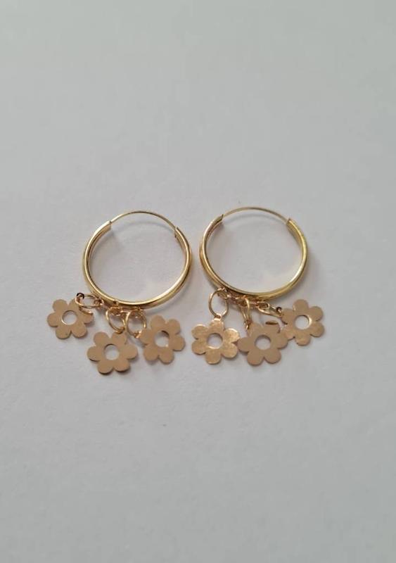 گوشواره زنانه طلا ۱۸ عیار گوشواره  حلقه ای گل ستاره گلد
