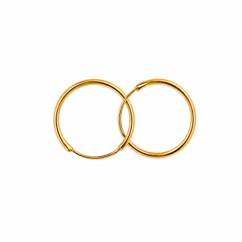 گوشواره زنانه طلا ۱۸ عیار گوشواره حلقه ای ساده گالری طلای تاج