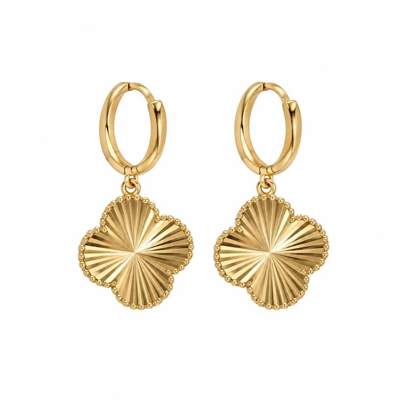 گوشواره زنانه طلا ۱۸ عیار گوشواره ونکلیف تراش دو رو طلای نیاکی