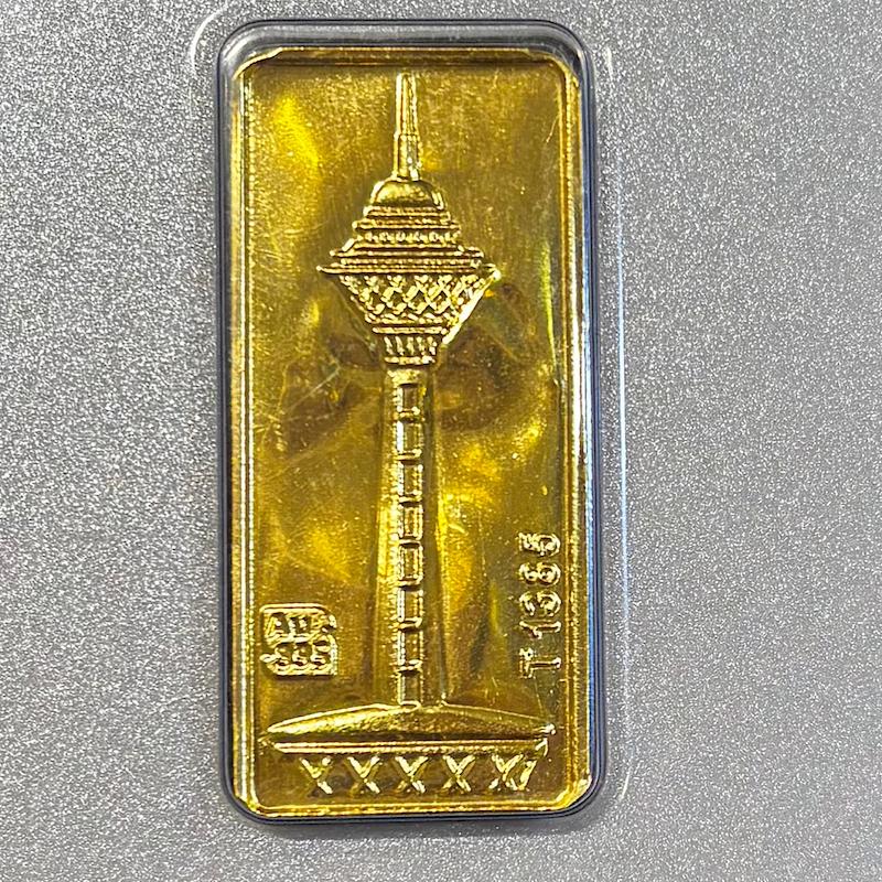 شمش مردانه طلا ۲۴ عیار شمش ۲۴عیار طرح برج میلاد گالری طلا و جواهر یاوری