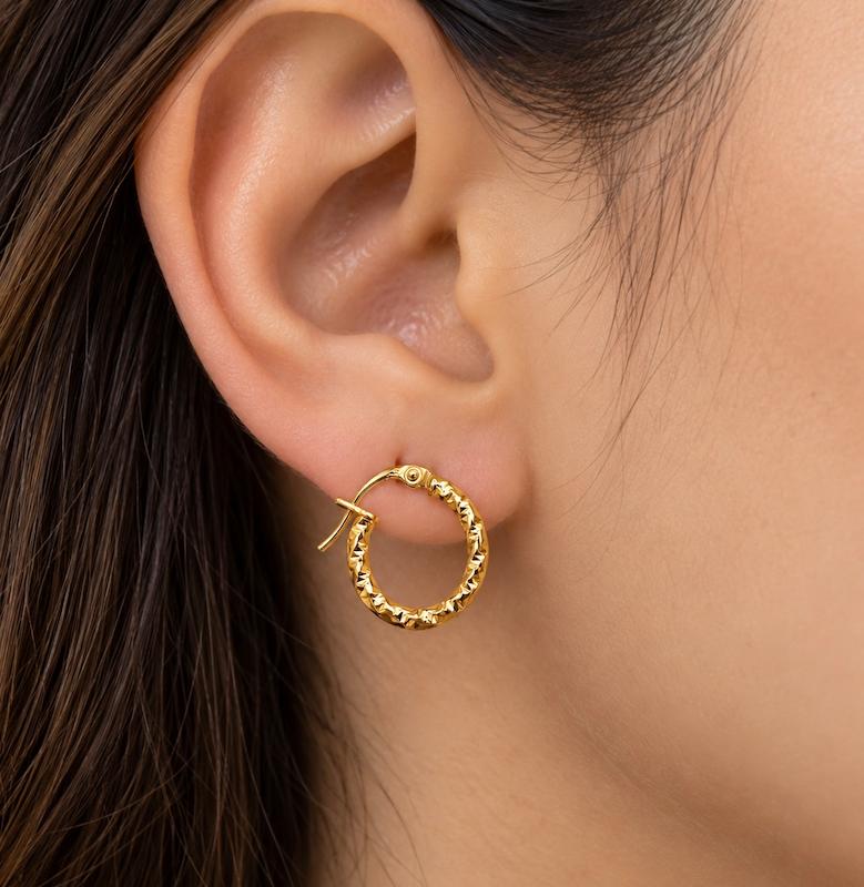 گوشواره زنانه طلا ۱۸ عیار گوشواره لوکس چکشی گالری طلای الهه