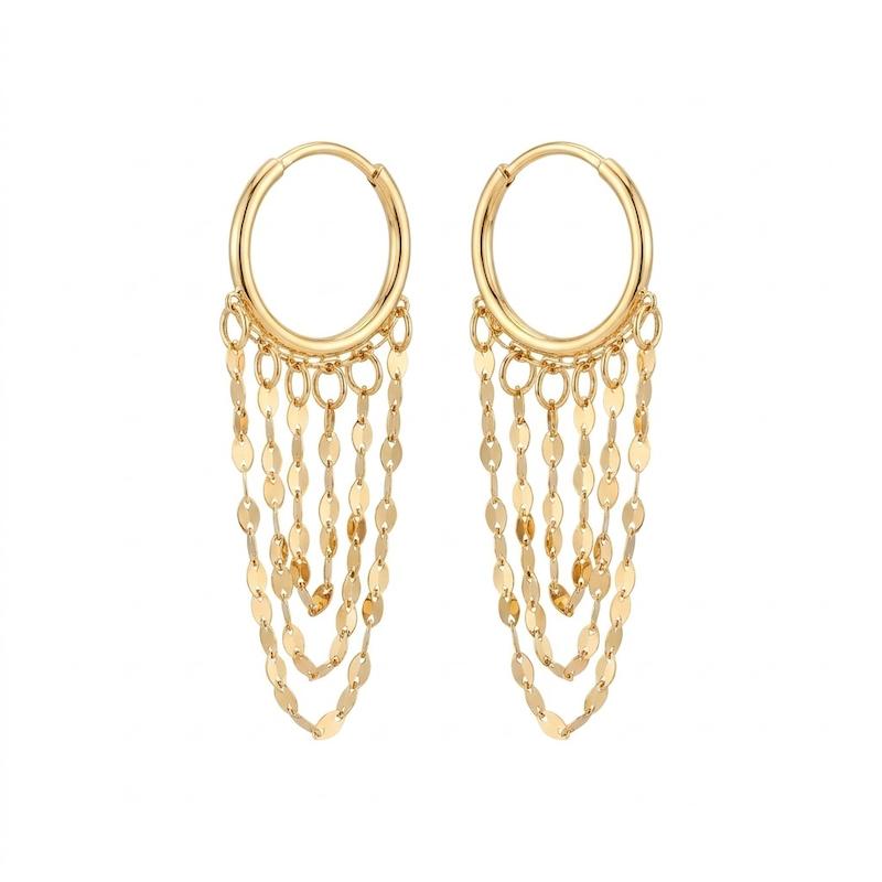 گوشواره زنانه طلا ۱۸ عیار گوشواره شرابه ای گالری طلا و سکه زراس