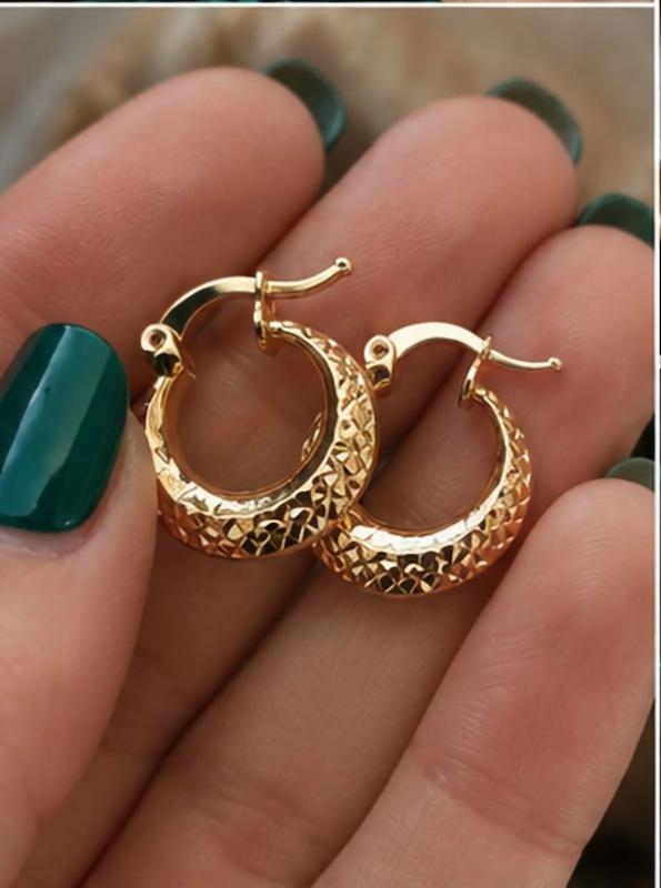 گوشواره زنانه طلا ۱۸ عیار گوشواره حلقه ای تراش‌دار فافاگلد121