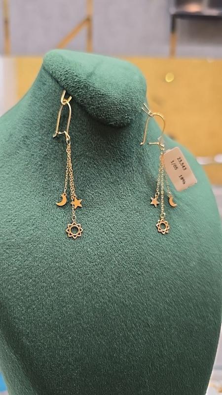 گوشواره زنانه طلا ۱۸ عیار ابشاری ستاره و ماه گالری طلا تیدامد