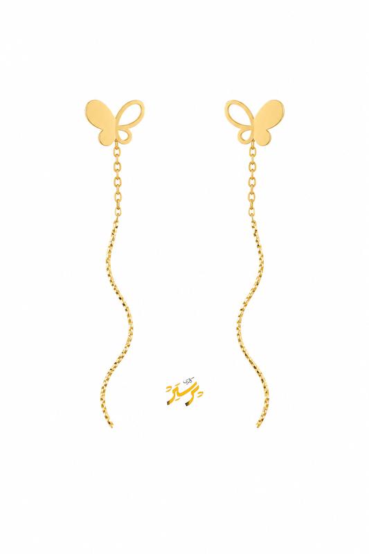 گوشواره زنانه طلا ۱۸ عیار کرلی پروانه ای گالری طلای پرستیژ