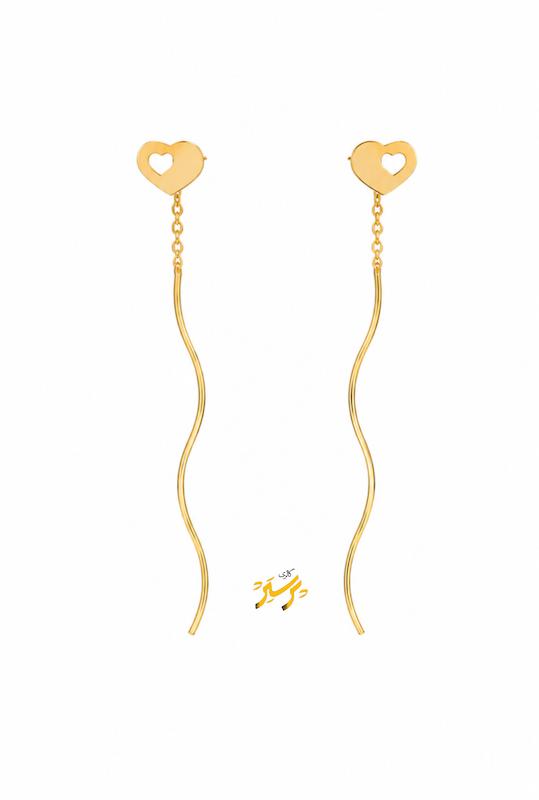 گوشواره زنانه طلا ۱۸ عیار کرلی قلبی گالری طلای پرستیژ