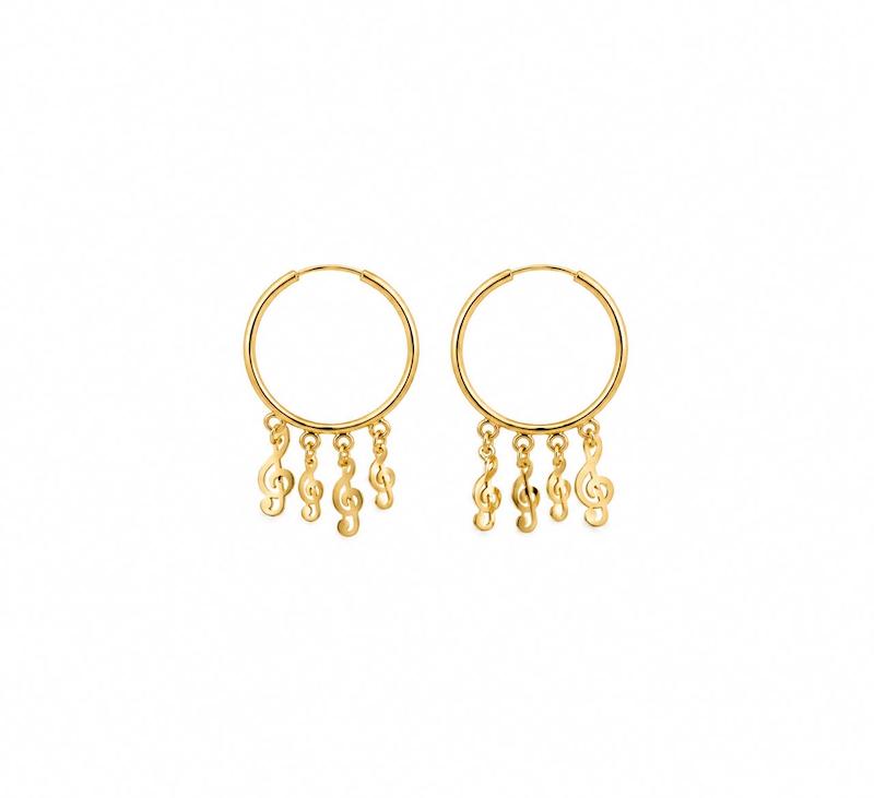 گوشواره زنانه طلا ۱۸ عیار گوشواره حلقه ای آویز دار گالری طلای تاج