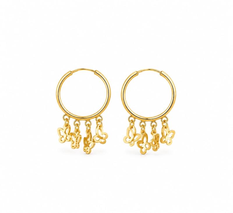 گوشواره زنانه طلا ۱۸ عیار گوشواره حلقه ای آویزدار گالری طلای تاج