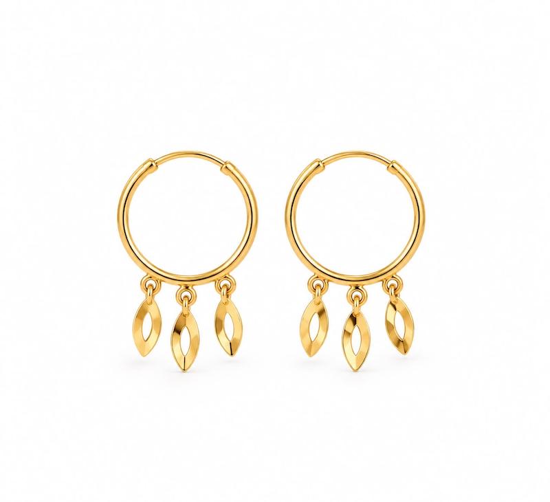 گوشواره زنانه طلا ۱۸ عیار گوشواره حلقه ای آویزدار گالری طلای تاج