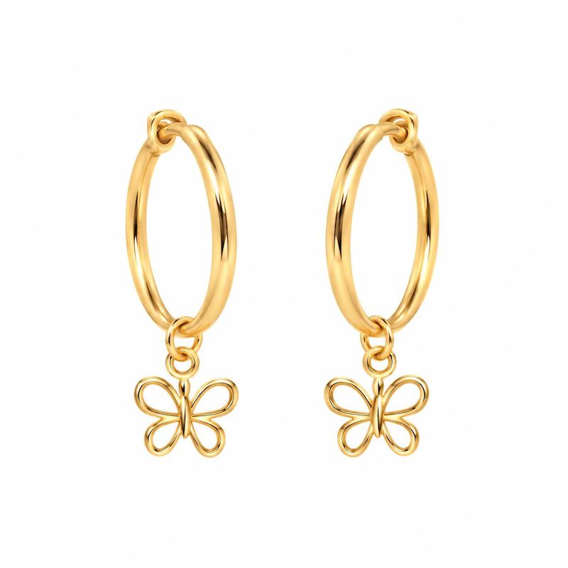گوشواره طلا ۱۸ عیار شرابه‌ای پروانه سانل گلد