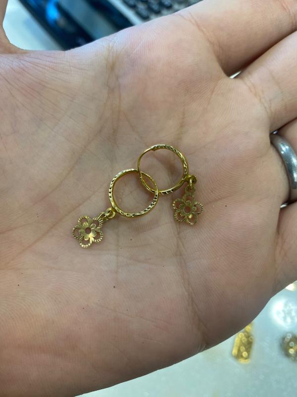گوشواره طلا ۱۸ عیار بدون اجرت طرح گل طلای حسامی