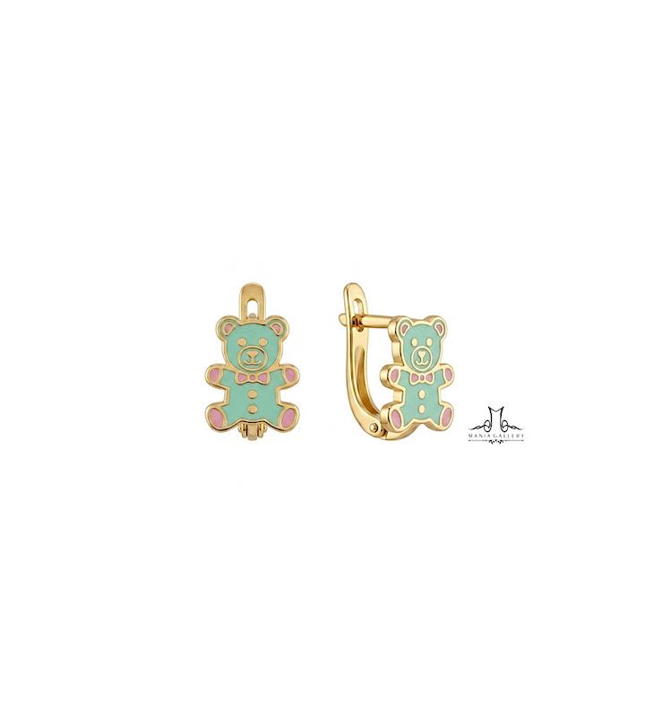 گوشواره بچگانه طلا ۱۸ عیار خرس تدی گالری مانيا