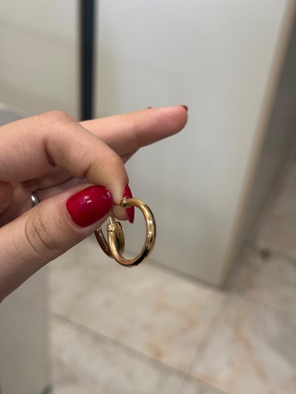 گوشواره طلا ۱۸ عیار بدون اجرت دایره ای طلای حسامی