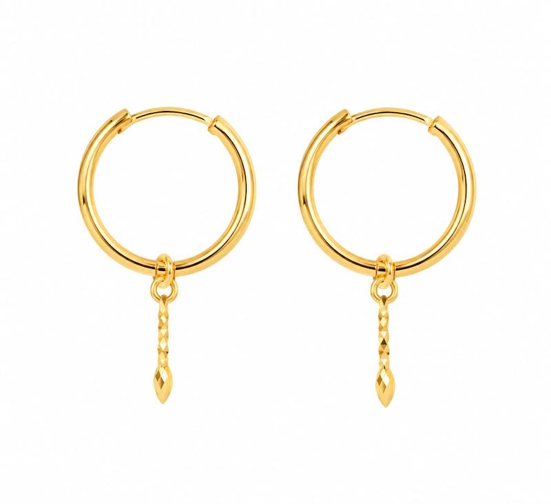 گوشواره زنانه طلا ۱۸ عیار گوشواره حلقه ای تک اویز گالری طلای تاج