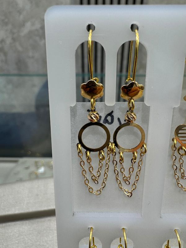 گوشواره زنانه طلا ۱۸ عیار گوشواره شرابه ای دایره گالری طلا ولور