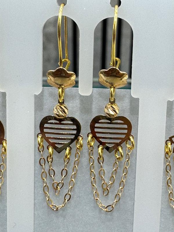 گوشواره زنانه طلا ۱۸ عیار گوشواره شرابه ای قلب گالری طلا ولور