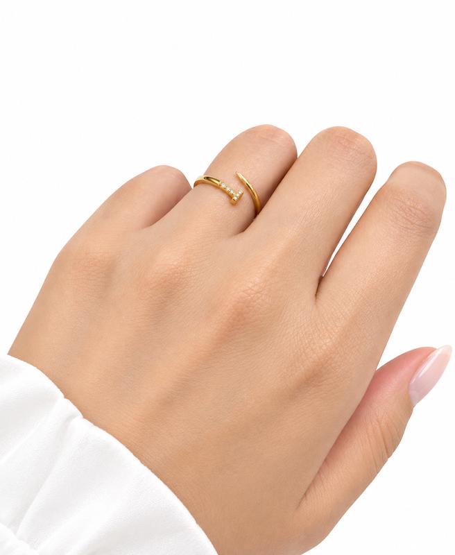 انگشتر زنانه طلا ۱۸ عیار کارتیه میخ سایز ۵۴-۵۳ VoGa GOLD