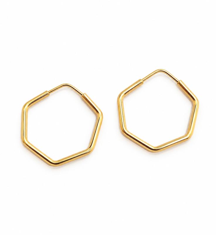 گوشواره زنانه طلا ۱۸ عیار گوشواره حلقه ای هندسی ( الهه گلد ) گالری الهه گلد