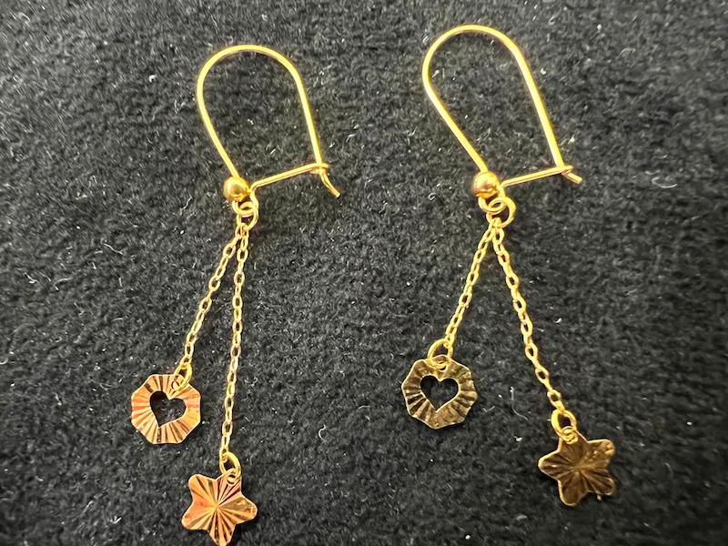 گوشواره زنانه طلا ۱۸ عیار گوشواره ستاره قلب گالری طلای فام