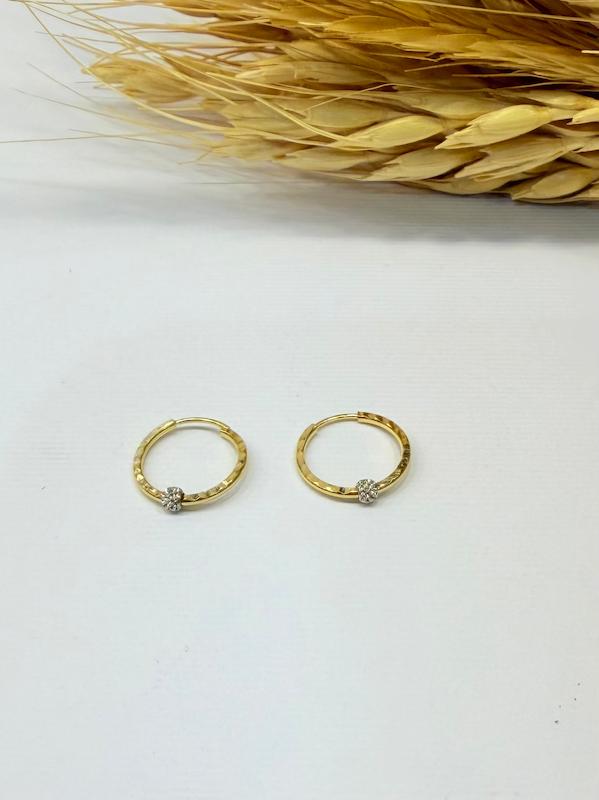گوشواره بچگانه طلا ۱۸ عیار حلقه ای گوی دار گالری نوین