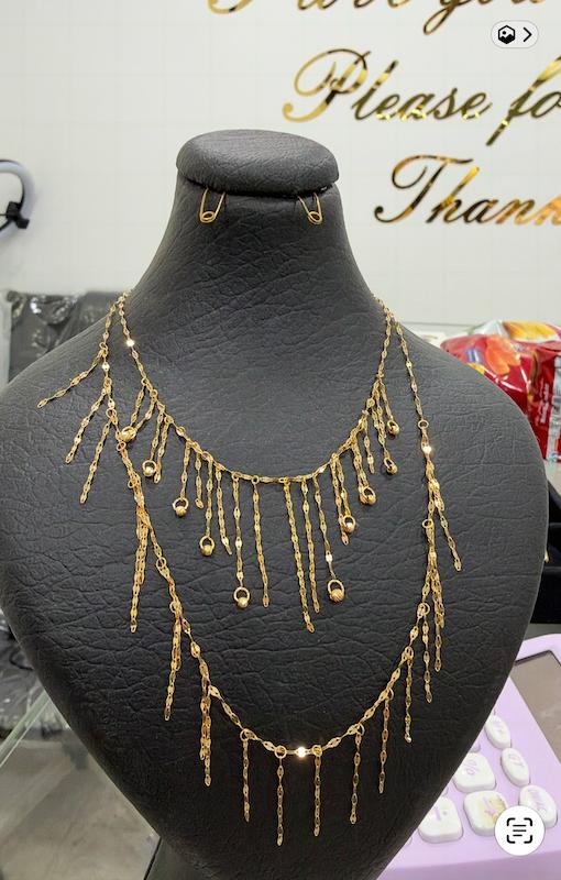 گردنبند زنانه طلا ۱۸ عیار گردنبند شرابه ای لوستری (بالایی) گالری طلا میکال