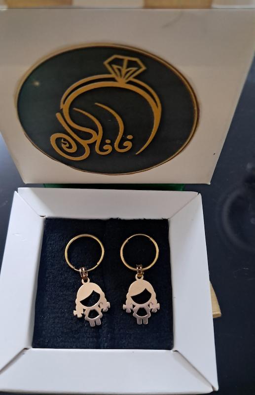 گوشواره بچگانه طلا ۱۸ عیار گوشواره حلقه ای عروسکی فافاگلد121