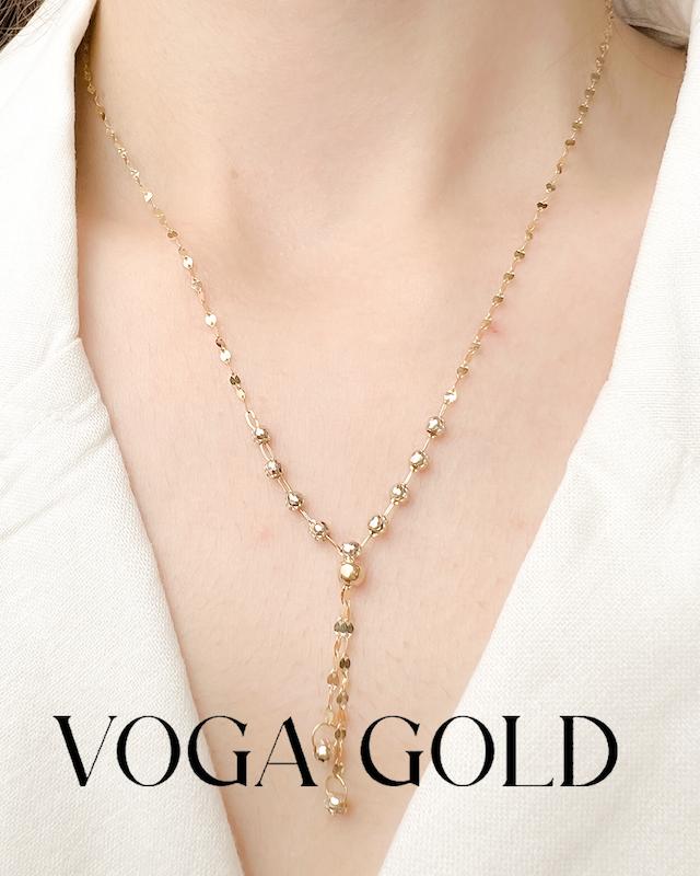گردنبند طلا ۱۸ عیار وارداتی شرابه ای گوی دار VoGa GOLD