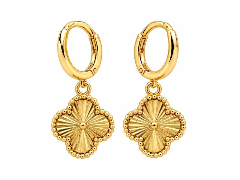 گوشواره زنانه طلا ۱۸ عیار گوشواره ونکلیف تراش 3D طلای نیاکی