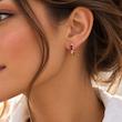گوشواره طلا ۱۸ عیار گوشواره حلقه ای مستطیلی با کسر نگین های سرخابی گالری زرنوش