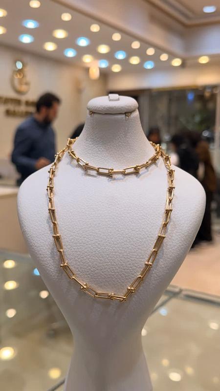 زنانه نیم ست طلا ۱۸ عیار گردنی و دستبند کم اجرت گالری طیب